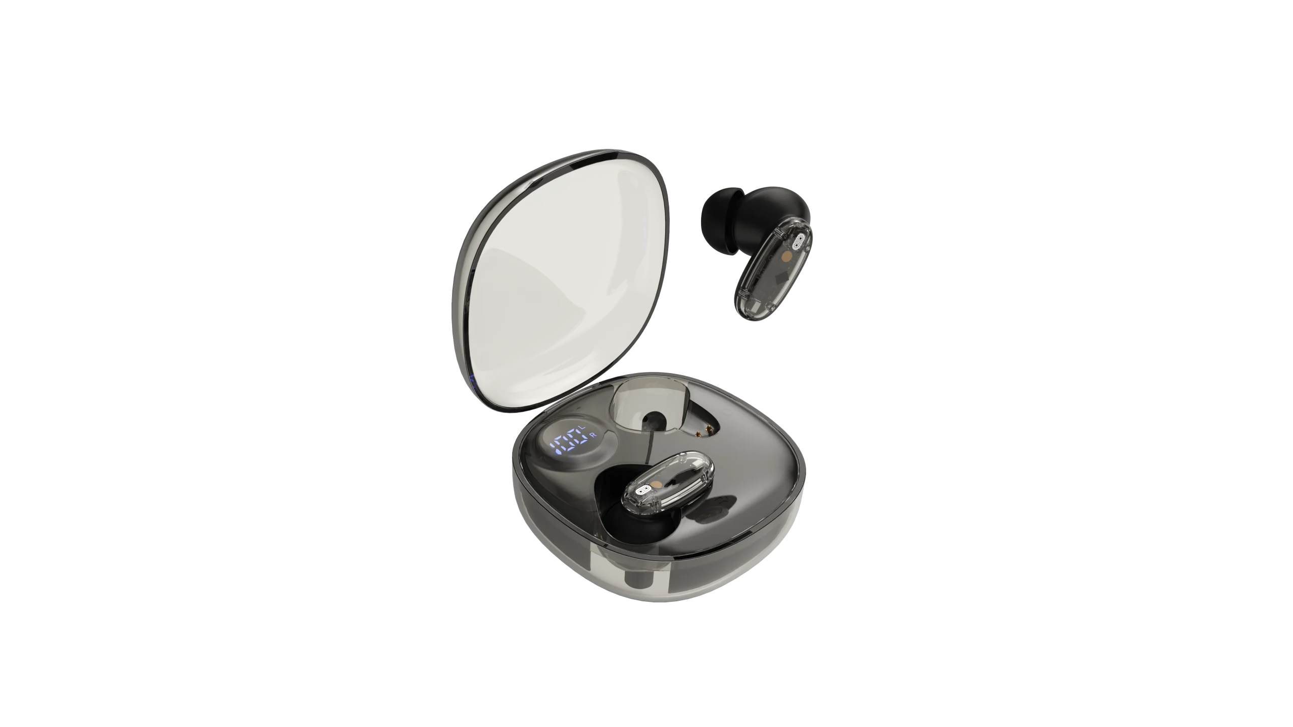 Mars Ultra-Compact Bluetooth 5.4 Earphones Type C Semi-Transparent Black Pacmax.me